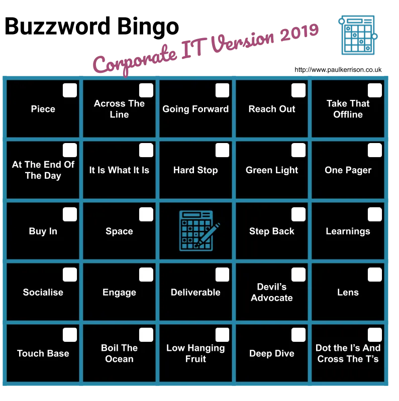 BUZZWORD BINGO – Corporate IT Version 2019