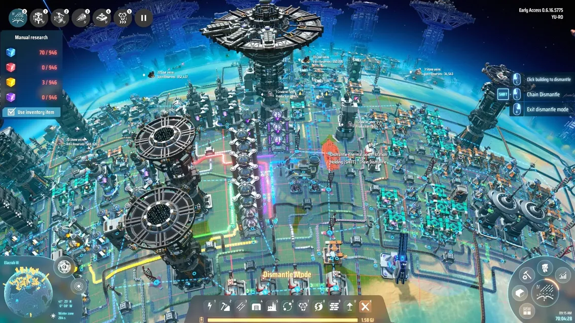 Spaghetti — a complex interconnected factory layout in Dyson Sphere Program