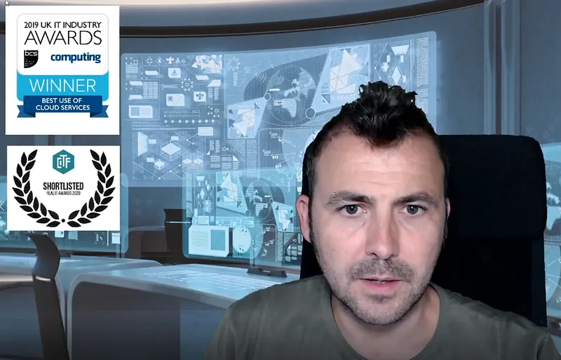 Paul with virtual background enabled via green screen and OBS chroma key