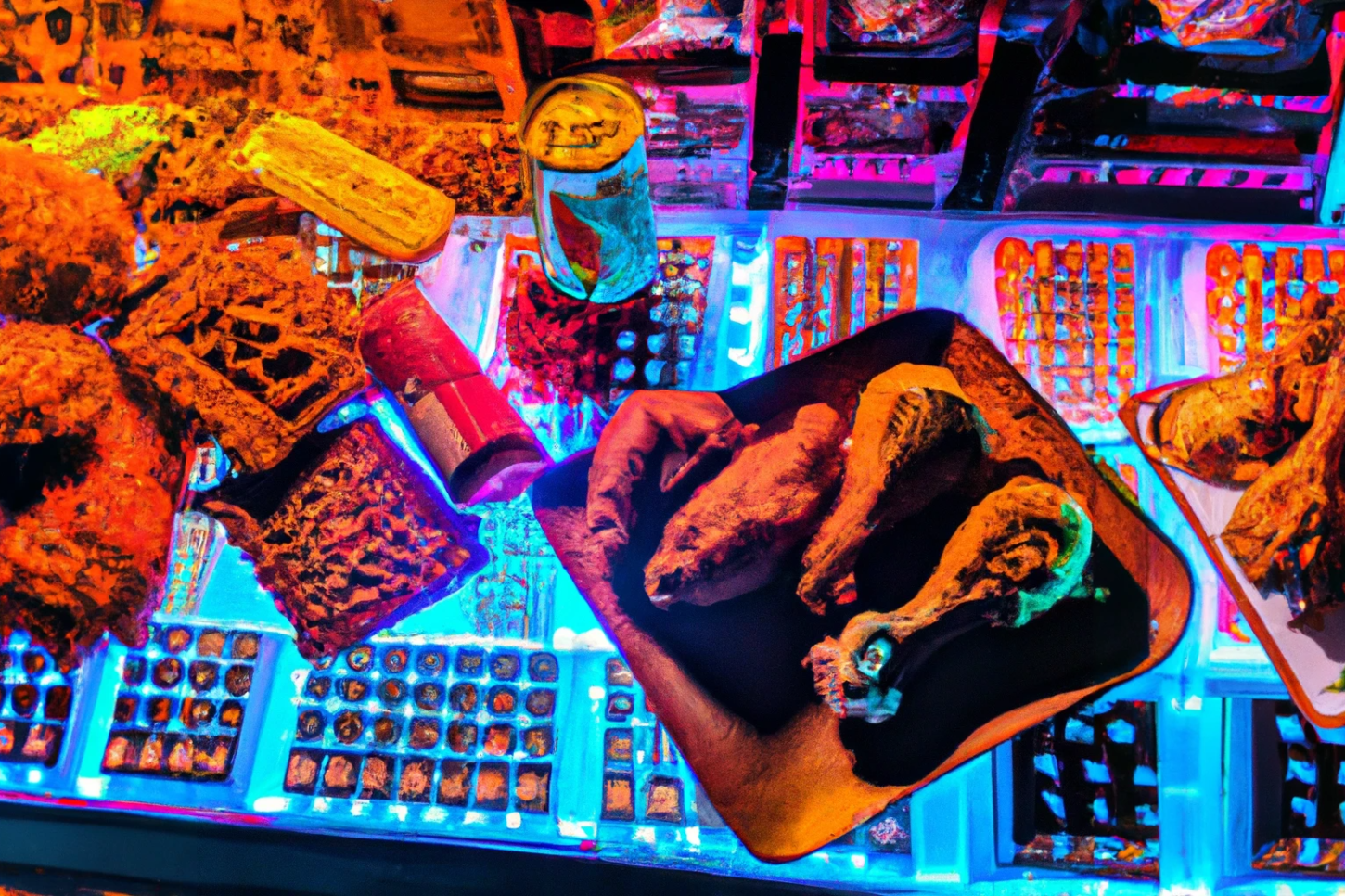 Cyberpunk Southern Fried Chicken Cyberpunk Southern Fried Chicken and Spices (Dall-E and me)